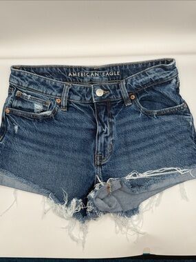 American Eagle Outfitters Distressed Dark Indigo Denim Cutoff Shorts